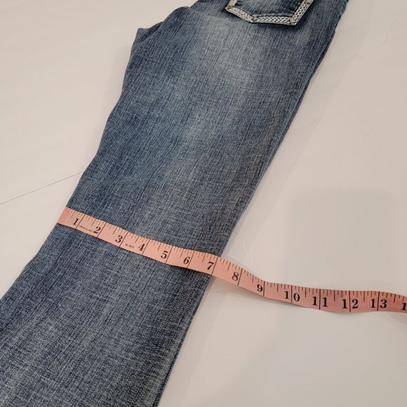 Live Hard Play Hard Thick Stitch Studded Boot Cut Jeans Size 2 - Picture 16 of 16